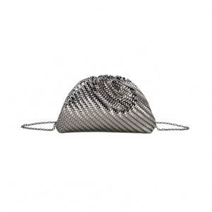 NEW BC HANDBAGS women's woven evening clutch bag in pewter